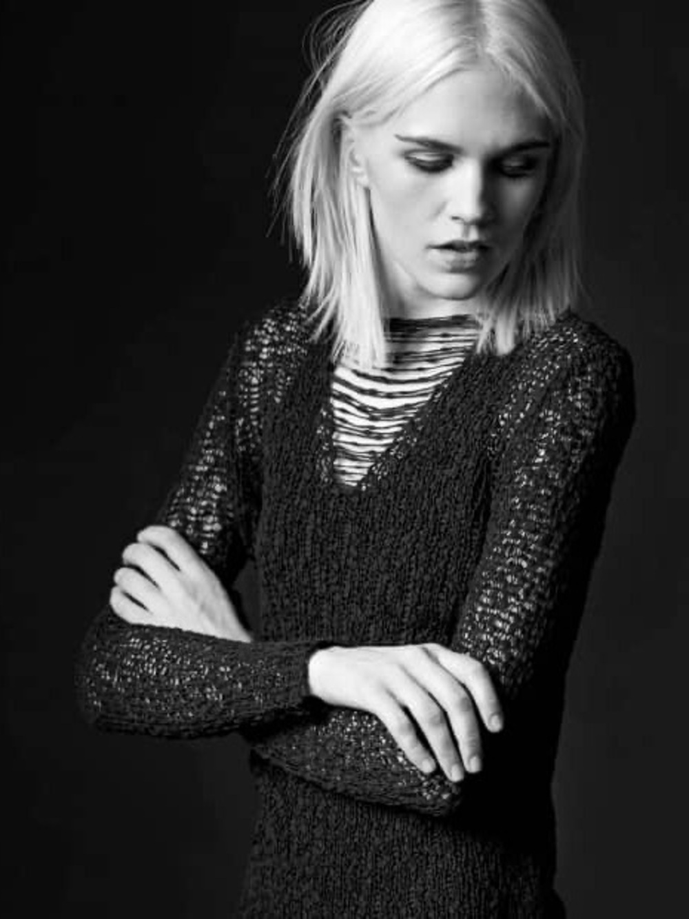 Eileen Fisher The Fisher Project Open-Knit Sweater in Black Size Medium